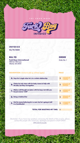 Snob Life For Time Wasted Printable Invoice